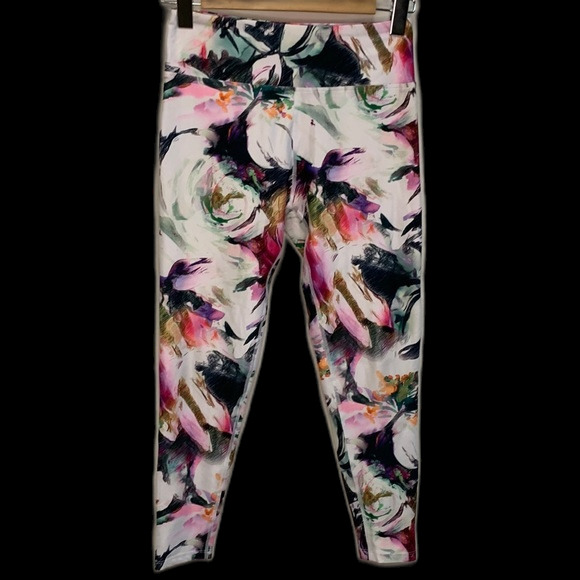 Betsey Johnson Multicolored Floral Mid-Rise Cropped Leggings Size S - Picture 2 of 10